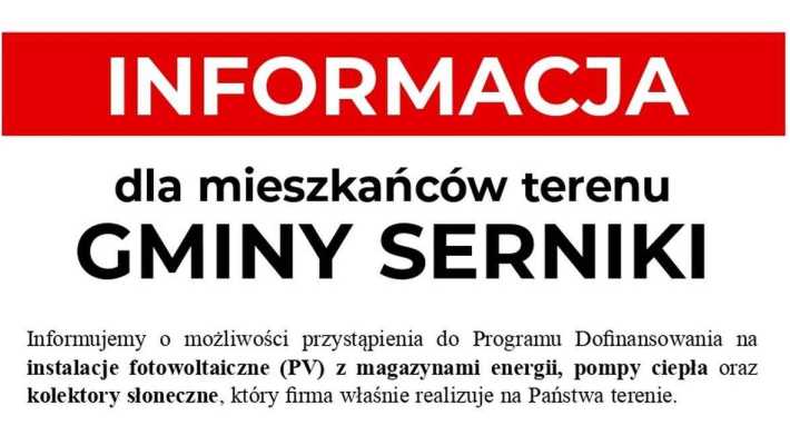 INFORMACJA dla mieszkańców terenu GMINY SERNIKI