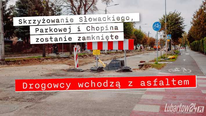 Skrzyżowanie Słowackiego, Parkowej i Chopina zostanie zamknięte. Drogowcy wchodzą z asfaltem