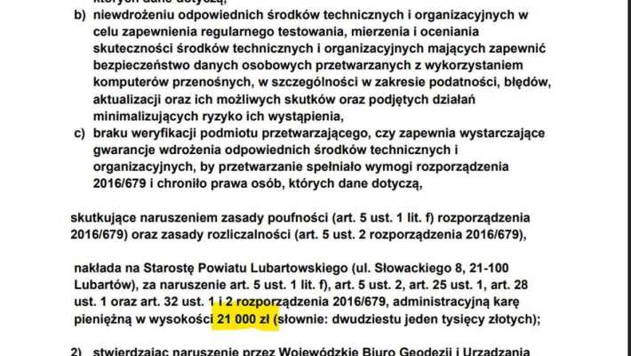 Kara dla lubartowskiego starosty. Chodzi o kradzież laptopa z danymi setek osób