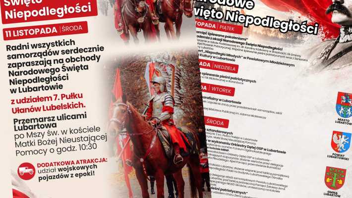 Narodowe Święto Niepodległości w Lubartowie. Przemarsz z husarią i pojazdami wojskowymi z epoki