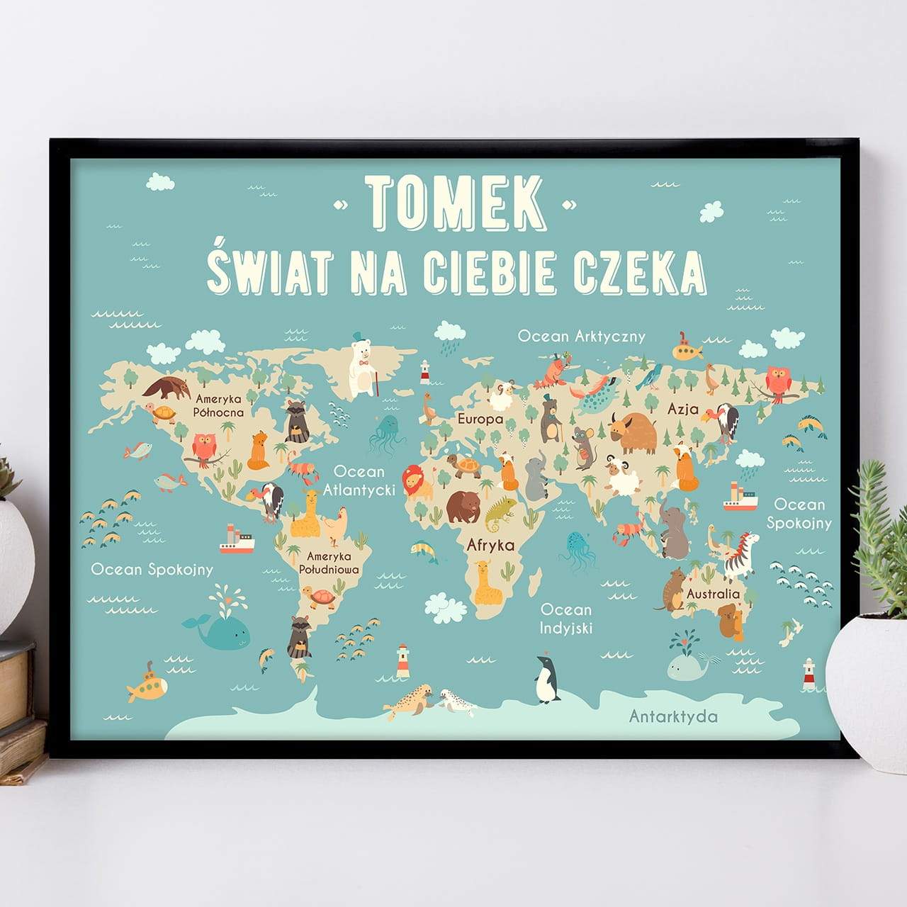 Plakat personalizowany 31x41 cm ŚWIAT prezent na Dzień Dziecka