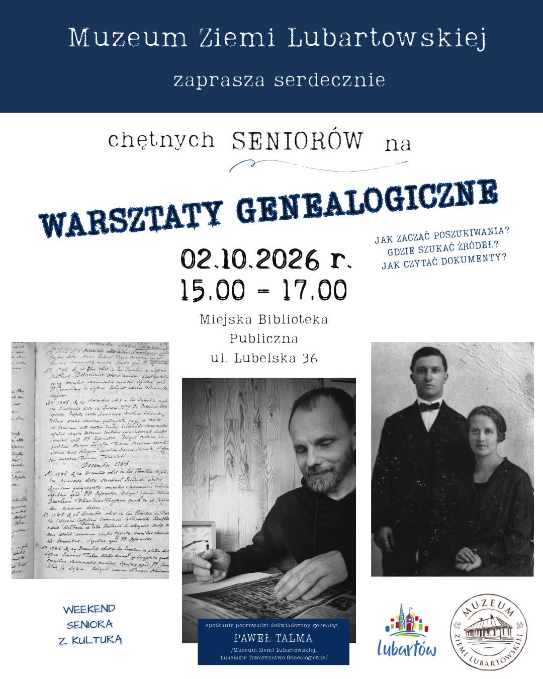 Warsztaty Genealogiczne dla Seniorów – "Weekend Seniora z Kulturą"
