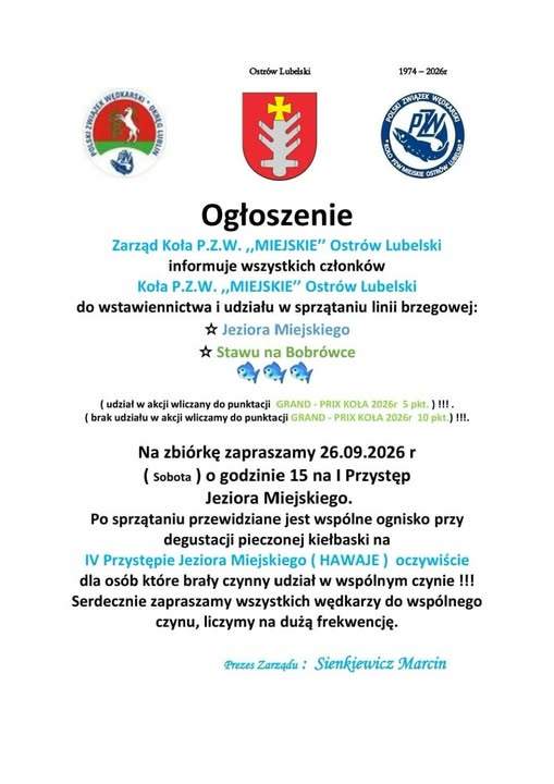Sprzątanie Jeziora Miejskiego i Stawu na Bobrówce w Ostrowie Lubelskim