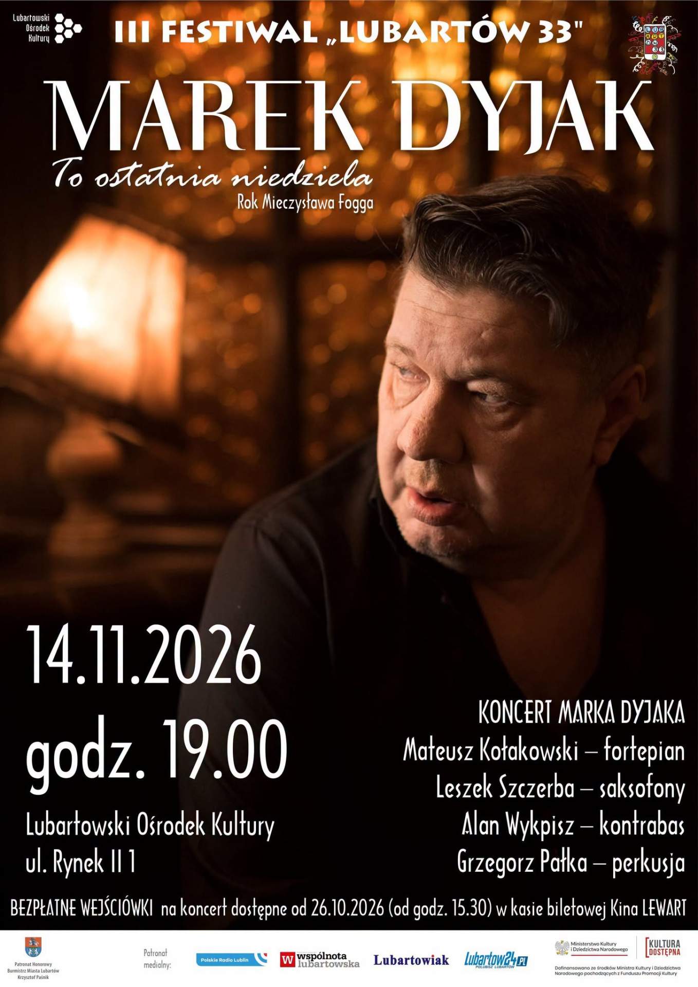 plakat Koncert Marka Dyjaka