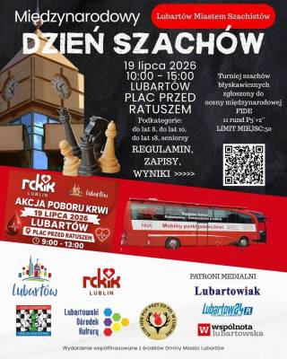 plakat Międzynarodowy Dzień Szachów w Lubartowie