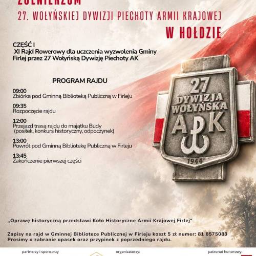 XI Rajd Rowerowy dla uczczenia wyzwolenia Gminy Firlej przez 27 Wołyńską Dywizję Piechoty AK