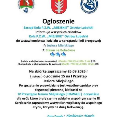 Sprzątanie Jeziora Miejskiego i Stawu na Bobrówce w Ostrowie Lubelskim