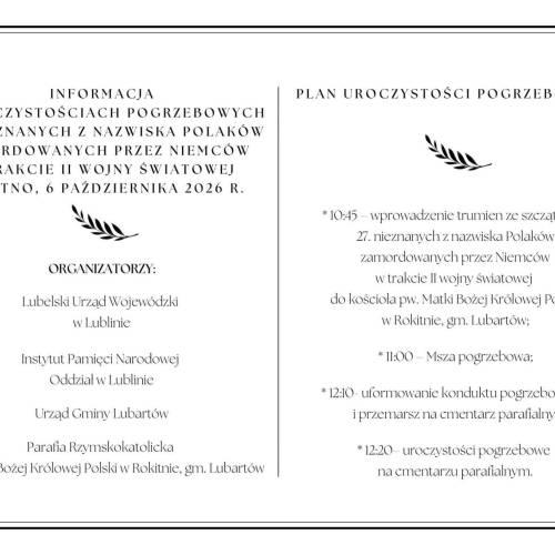Rokitno: Uroczystości pogrzebowe 27 ofiar II wojny światowej