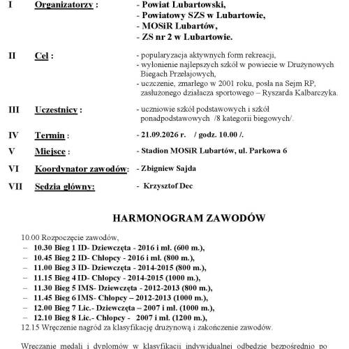 XXV Memoriał Ryszarda Kalbarczyka w Biegach Przełajowych