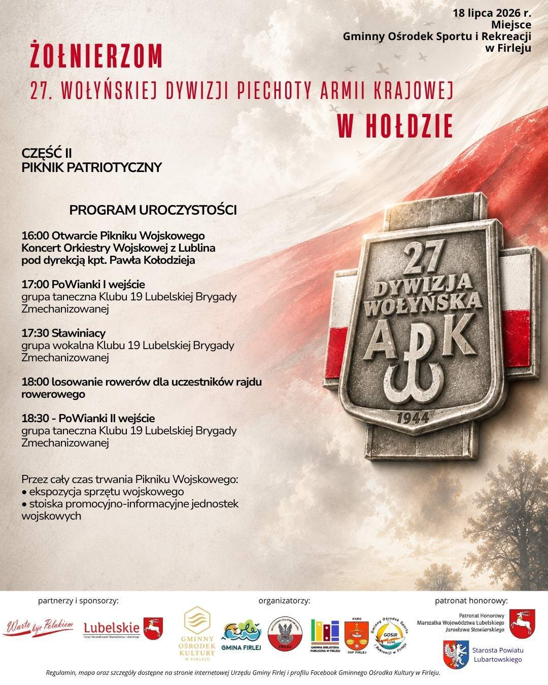 Żołnierzom 27. Wołyńskiej Dywizji Piechoty Armii Krajowej w hołdzie – Piknik Patriotyczny