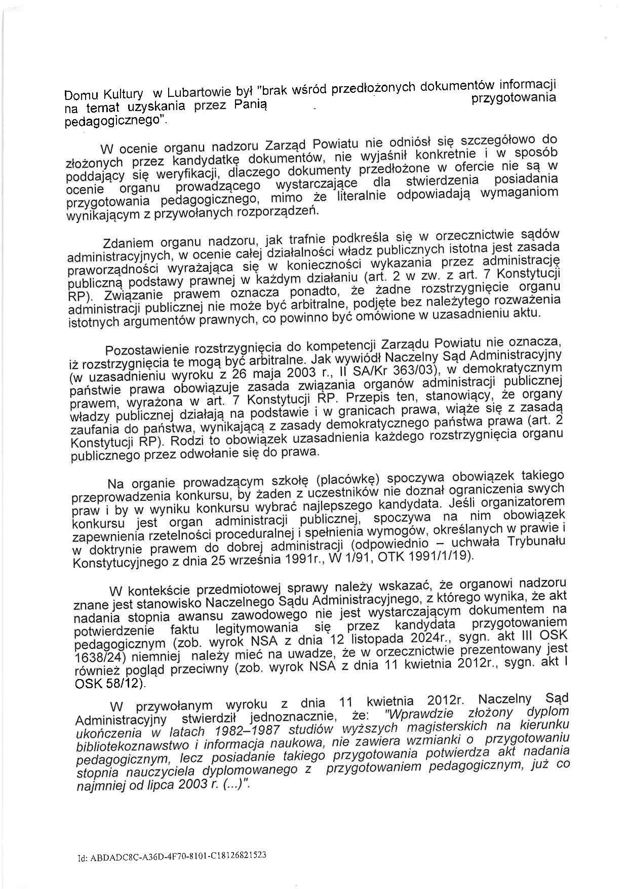 rozstrzygnięcie nadzorcze