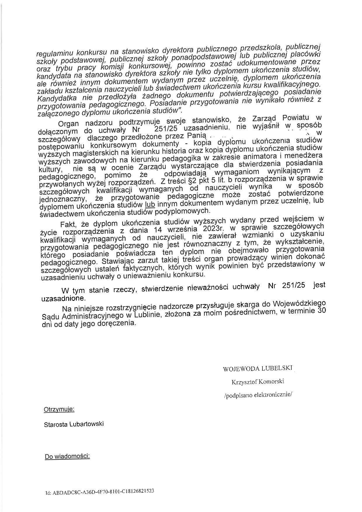 rozstrzygnięcie nadzorcze