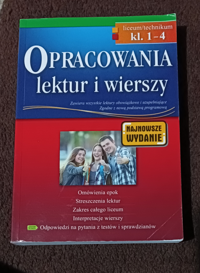 Opracowania lektur i wierszy dla liceum/technikum