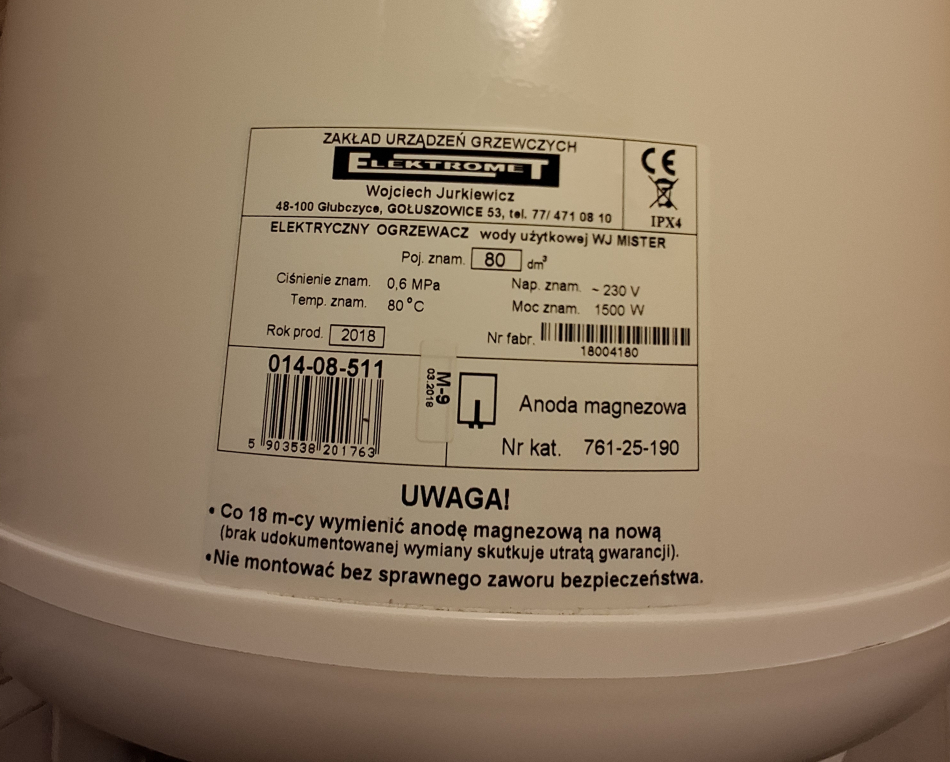 Pogrzewacz wody Bojler elektryczny ELEKTROMET Mist - zdjęcie 3