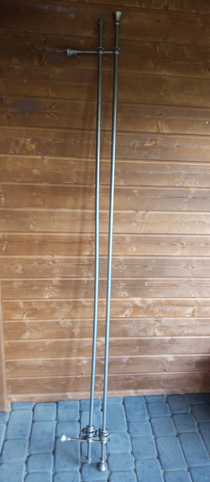 Karnisz podwójny srebrny- inox 186 cm.