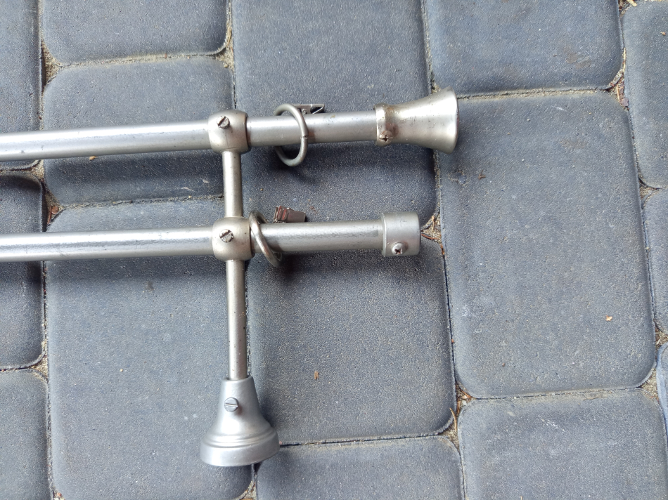 Karnisz podwójny srebrny- inox 186 cm. - zdjęcie 5