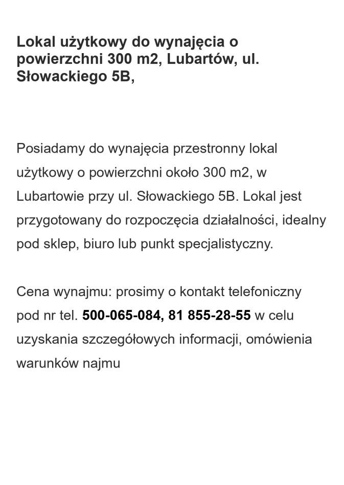 Lokale i przestrzeń usługowa do wynajęcia