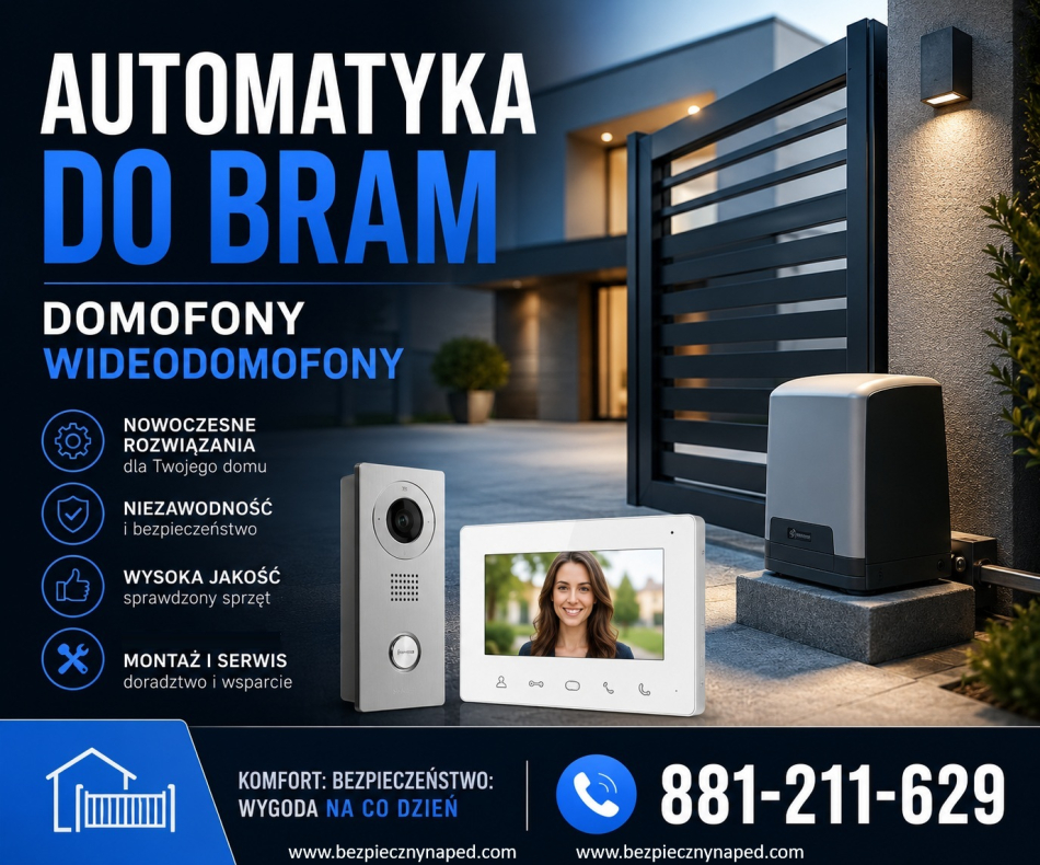 Automatyka do bram NICE, BENINCA domofony