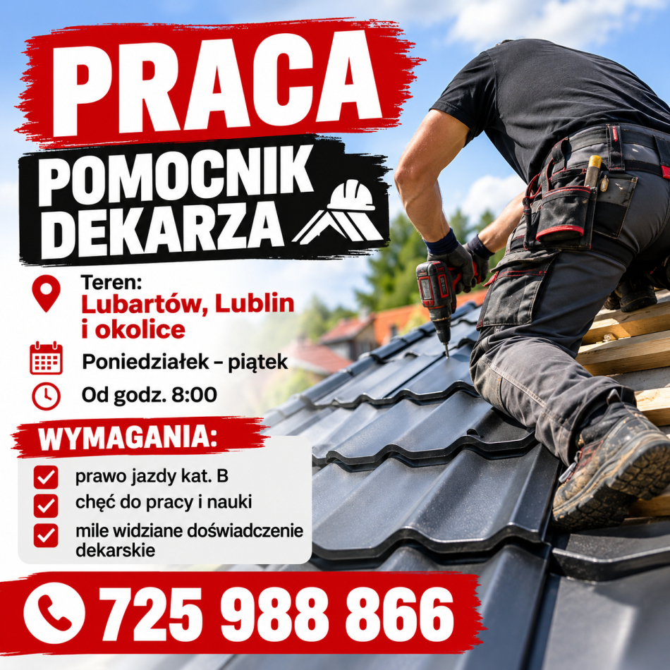 Praca -pomocnik dekarza